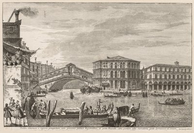 Utsikt över Venedig: Rialtobron och marknaden, 1741. av Michele Marieschi