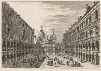 Utsikt över Venedig: Hertigpalatsets innergård, 1741. av Michele Marieschi