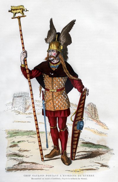Galliens hövding i stridsdräkt med en standard, 1882-1884. av Michelet