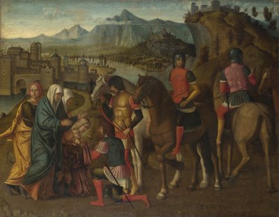 Coriolanus övertalad av sin familj att skona Rom, ca. 1500 av Michelle da Verona