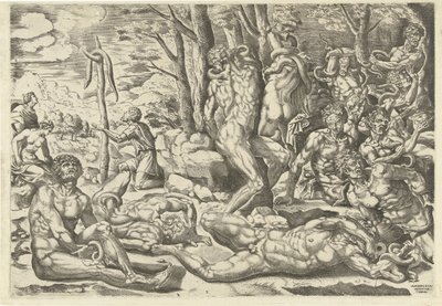 Tillbedjan av den fräcka ormen av Michiel Coxie (I) (attributed to)