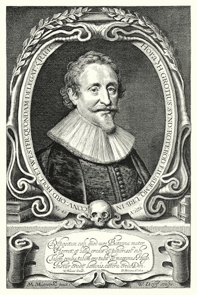 Hugo Grotius, holländsk jurist, teolog; filosof och författare (gravyr) av Michiel Jansz. van (after) Miereveld