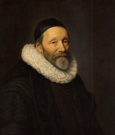 Porträtt av Johannes Wtenbogaert (1557-1644) av Michiel Jansz van Mierevelt (workshop of)