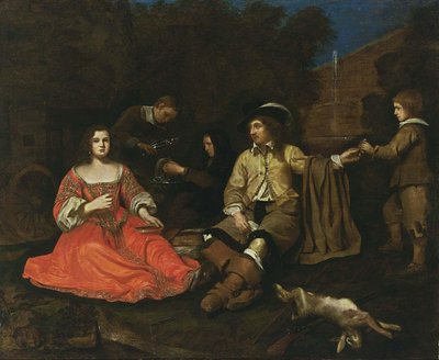 Elegant jaktföretag som vilar av Michiel Sweerts