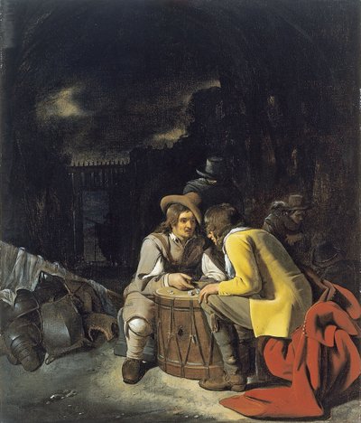 Soldater som spelar tärningar av Michiel Sweerts