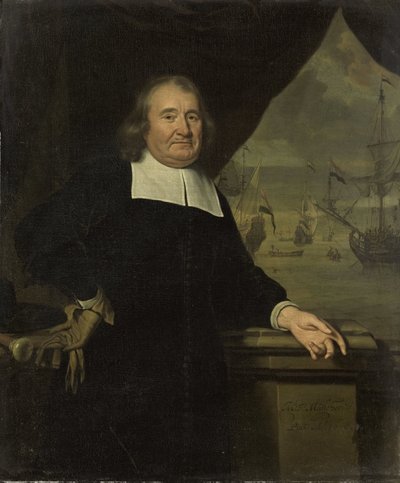 Porträtt av en kapten eller redare av Michiel van Musscher