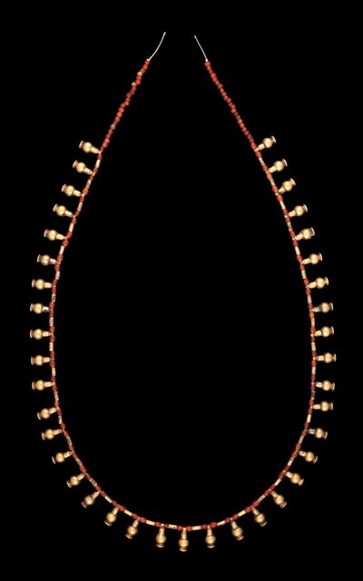 Guldflaska hängen med karneol pärlhalsband av Middle Kingdom Egyptian