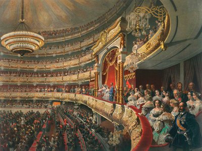 Auditorium för Bolsjojteatern, Moskva, Ryssland, 1856. av Mihaly von Zichy