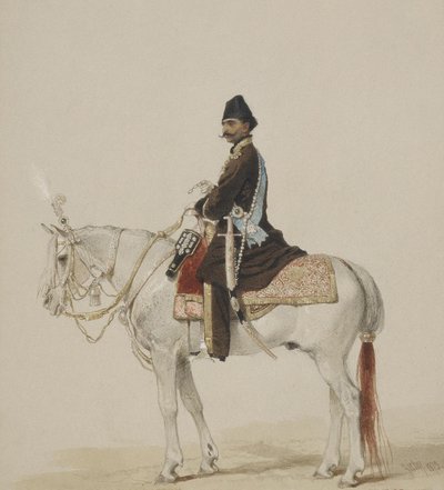 Ridsporträtt av Naser al-Din Shah Qajar 1831-1896, 1873 av Mihaly von Zichy