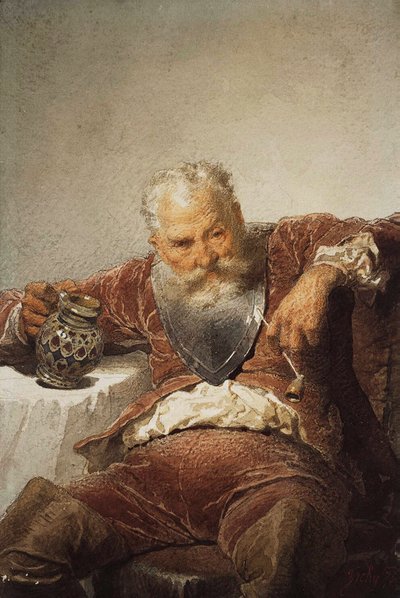 Falstaff med vin och en pipa, 1873. av Mihály Zichy