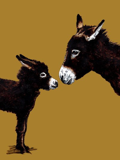 Åsnemor och bebis på Golden Yellow, 2020 av Mike Davis