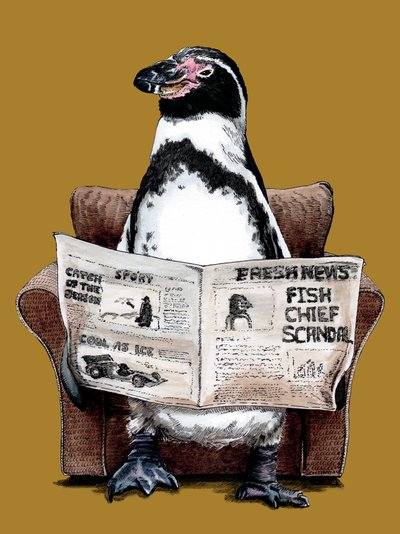 Pensionering Penguin på Golden Yellow, 2020 av Mike Davis