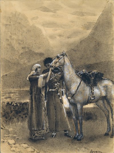 Farväl av Zara med Ismail. Illustration till dikten Ismail Bey av Mikhail Lermontov, 1890-1891 av Mikhail Aleksandrovich Vrubel