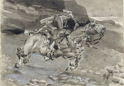Ryttare. Illustration till dikten Demonen av Mikhail Lermontov, 1890-1891 av Mikhail Aleksandrovich Vrubel