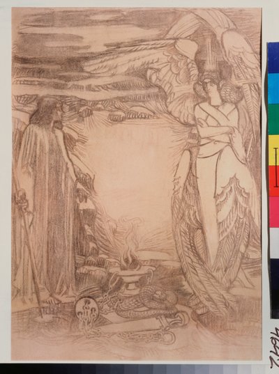 Illustration pour le poeme Prophete de Alexandre Pouchkine (1799-1837) (illustration till dikten Prophet av A Pushkin) - Teckning av Mikhail Alexandrovich Vrubel (Vrubel) (1856-1910), sangvinsk på papper av Mikhail Aleksandrovich Vrubel