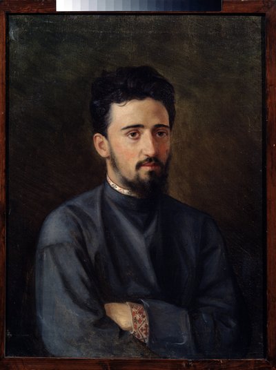 Porträtt av författaren Vsevolod Mikhailovich Garchine (1855-1888) (Porträtt av författaren V.M. Garshin). Målning av Mikhail Georgievich Malyshev (1852-1914), olja på duk av Mikhail Georgievich Malyshev