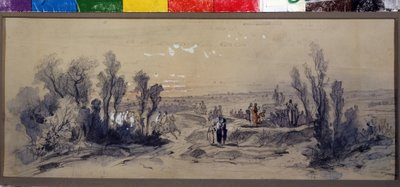 Gardindesign för operan ""Mazepa"" av Piotr Ilitch Tchaikovsky (1840-1893) (gardindesign för operan ""Mazepa"" av P.Tchaikovsky). Verk av Mikhail Ilyich Bocharov (1831-1895). Akvarell på papper av Mikhail Ilyich Bocharov