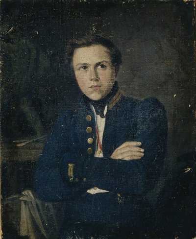 Porträtt av skulptören Alexander Ivanovich Terebenev 1812-1859, 1835 av Mikhail Ivanovich Skotti