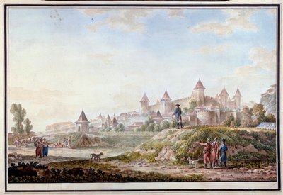 Utsikt över fästningen Tighina vid Bendery i Moldavien - Akvarell på papper av Mikhail Matveevich Ivanov (1758-1823) av Mikhail Matveevich Ivanov