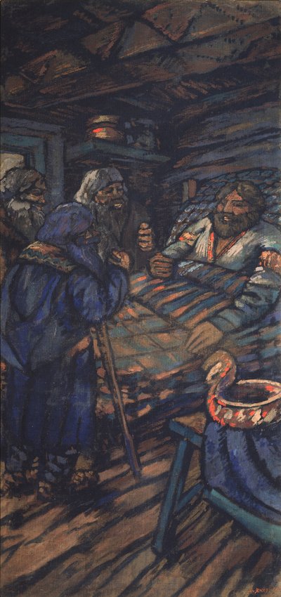 Storhertigen Vladimir I. Svyatoslavichs bröllop Triptyk, sidopanel, 1920-talet av Mikhail Nikolayevich Yakovlev