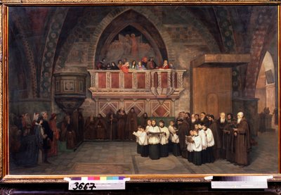 ""Vespers i kyrkan St. Franciskus av Assisi, Italien"" Målning av Mikhail Petrovich Botkin (1839-1914) 1871 State Tretyakov Gallery, Moskva av Mikhail Petrovich Botkin