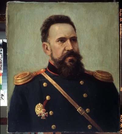 "Porträtt av soldaten och ingenjören Serguei Mosin (1849-1902) uppfinnare av Mosin-Nagant-geväret (Mosin Nagant)"" Målning av Mikhail Gerets (1900-1942) 1941 State Central Artillery Museum, Sankt Petersburg av Mikhail Petrovich Gerets