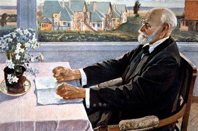 Ivan Pavlov i sitt hus, nära Sankt Petersburg av Mikhail Vasilievich Nesterov