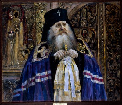 Porträtt av Antony, Metropolitan of Kiev and Galicien (1863-1936) (Portrait of Metropolitan Antony of Kiev and Galicia) - Olja på duk av Mikhail Vasilyevich Nesterov (1862-1942) av Mikhail Vasilievich Nesterov