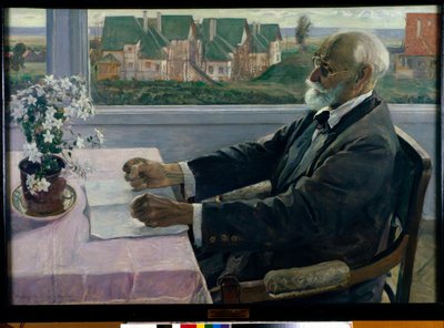 Porträtt av fysiologen, psykologen och läkaren Ivan Petrovich Pavlov - Målning av Mikhail Vasilyevich Nesterov (1862-1942), olja på duk av Mikhail Vasilievich Nesterov