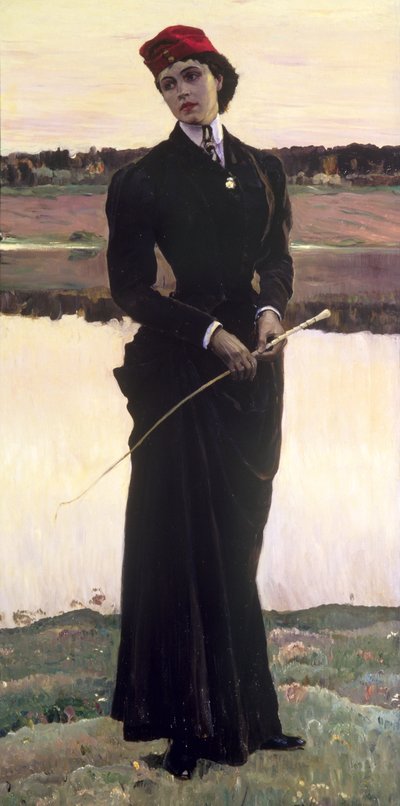 Porträtt av Olga Nesterova eller, kvinna i ridvana, 1906 av Mikhail Vasilievich Nesterov