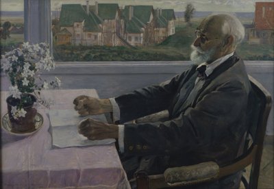 Porträtt av fysiologen, psykologen och läkaren Ivan P. Pavlov 1849-1936, 1935 av Mikhail Vasilievich Nesterov