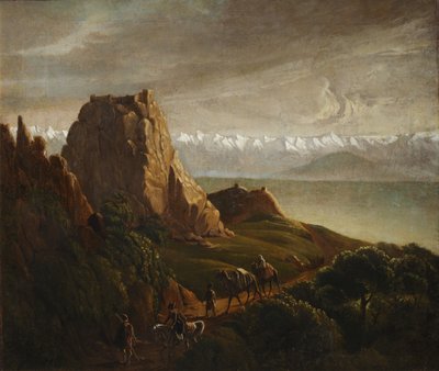 Kaukasiskt landskap med kameler, 1837-1838 av Mikhail Yuryevich Lermontov