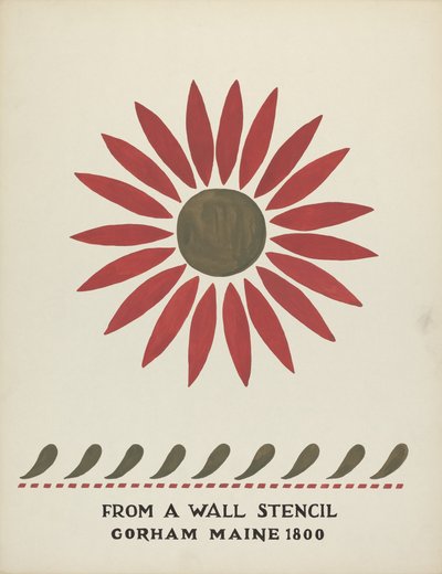 Design från Gorham, Maine 1800: från den föreslagna portföljen "Maine Wall Stencils" av Mildred E. Bent