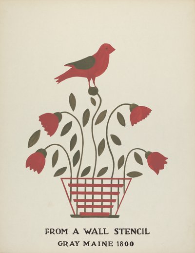 Design från Gray, Maine 1800 (nr 2): Från den föreslagna portföljen "Maine Wall Stencils" av Mildred E. Bent