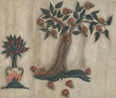 Broderad sänghängande av Mildred E. Bent