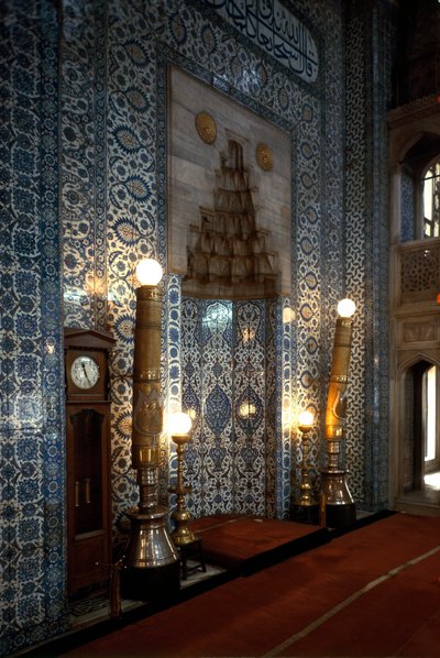 Interiörvy av Rustem Pasha-moskén (1560-1564) av Mimar Sinan
