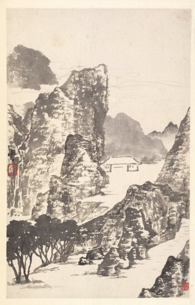 Landskap efter Mi Fu, 1788. av Min Zhen