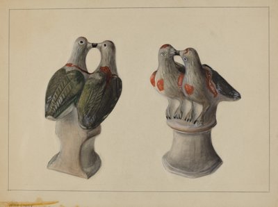 Chalkware Lovebirds, ca. 1937. av Mina Lowry