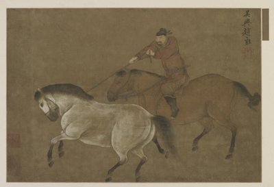 En ryttare som lasso en häst av Ming Dynasty Chinese School