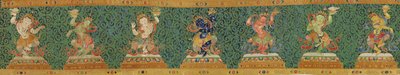 Detalj av kejserlig broderad siden-thangka av Ming Dynasty Chinese School