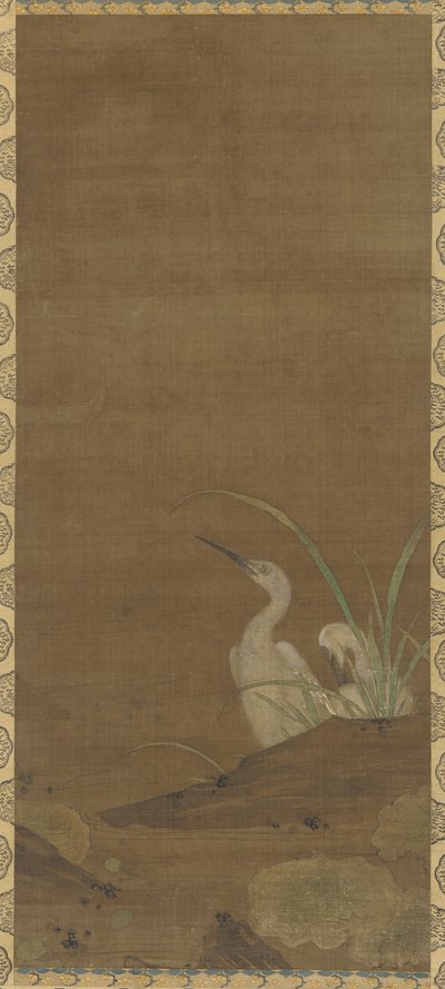 Häger och vattenväxter (bläck & färg på siden) av Ming Dynasty Chinese School
