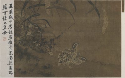 Vaktel och hirs av Ming Dynasty Chinese School
