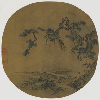Sitter under en tall, 1400-1500-talet av Ming Dynasty Chinese School