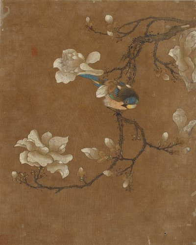 Tio bilder på fåglar och blommor (färg på siden) av Ming Dynasty Chinese School