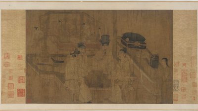 The Double Screen: Emperor Li Jing Watching his Brothers Play Weiqi (bläck & färg på siden) av Ming Dynasty Chinese School