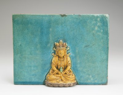 Kakel med figur av Buddha Amitabha (keramik) av Ming Dynasty Chinese School