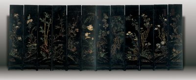 Tolv-panel coromandel skärm, Weiping av Ming Dynasty Chinese School