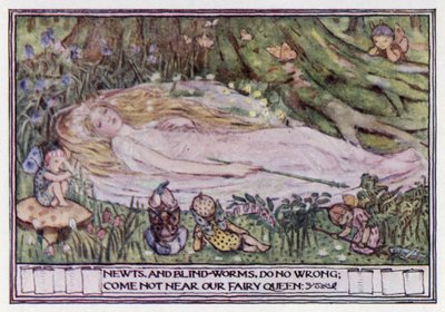 Från "En midsommarnattsdröm". William Shakespeare (lito i färg) av Minnie Didbin Spooner