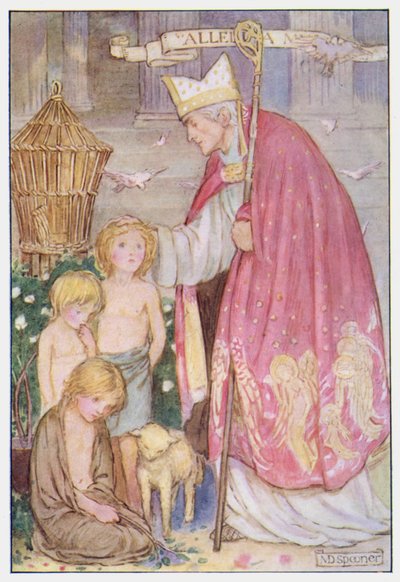 Saint Gregory (färg litho) av Minnie Didbin Spooner