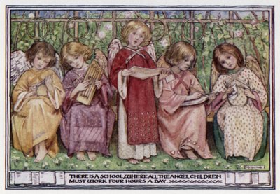 The Imps i den himmelska ängen. Kate Bunce (litho i färg) av Minnie Didbin Spooner